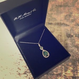 Emerald 14k White Gold Pear Drop Necklace